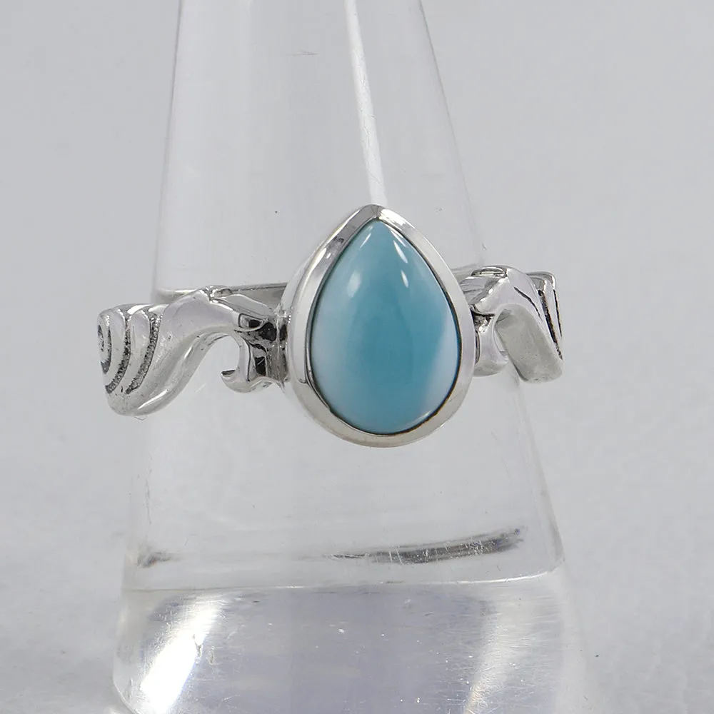 Natural Larimar Designer Silver Rings