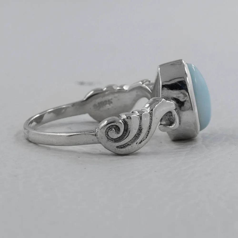 Natural Larimar Designer Silver Rings
