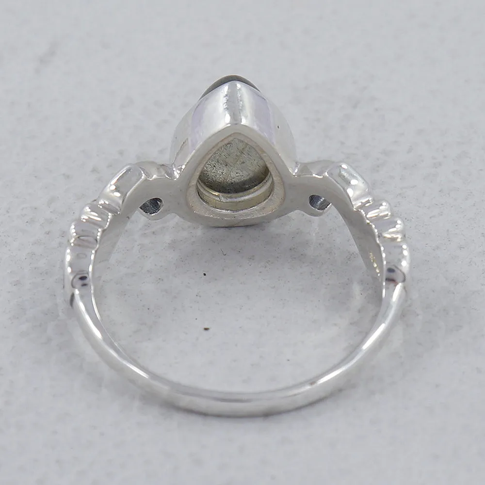 Natural Larimar Designer Silver Rings