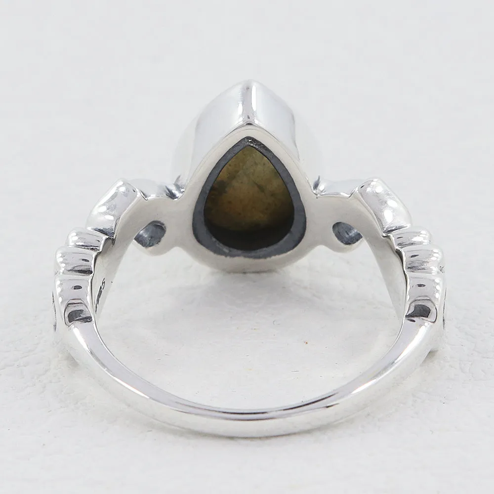 Natural Larimar Designer Silver Rings