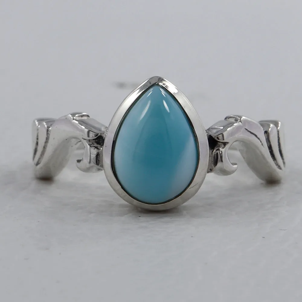 Natural Larimar Designer Silver Rings