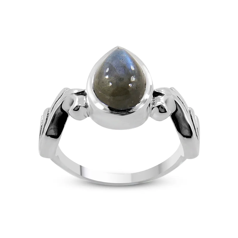 Natural Larimar Designer Silver Rings