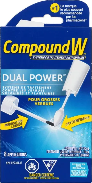 NEW Compound W Dual Power Wart Remover System - 8 Count - For Treatment & Removal of Common Warts and Plantar Warts, Effective Wart Removal
