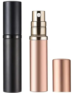 New D-LOTUS Refillable Perfume Atomizer Empty Mini TSA Travel 5ml Perfume Spray Bottle, Portable Fragrance Container for Man and Women, TSA Approved, 5ml (Black and Gold)