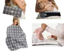 New Peek Away: 4-in-1 Essentials Nursing Kit (Black) Award winning travelling nursing pillow/diaper clutch and diaper changing station with nursing cover!