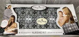 New Peek Away: 4-in-1 Essentials Nursing Kit (Black) Award winning travelling nursing pillow/diaper clutch and diaper changing station with nursing cover!