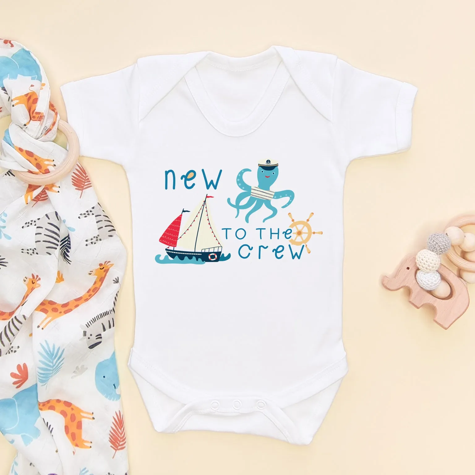 New To The Crew Sailboat Baby Bodysuit