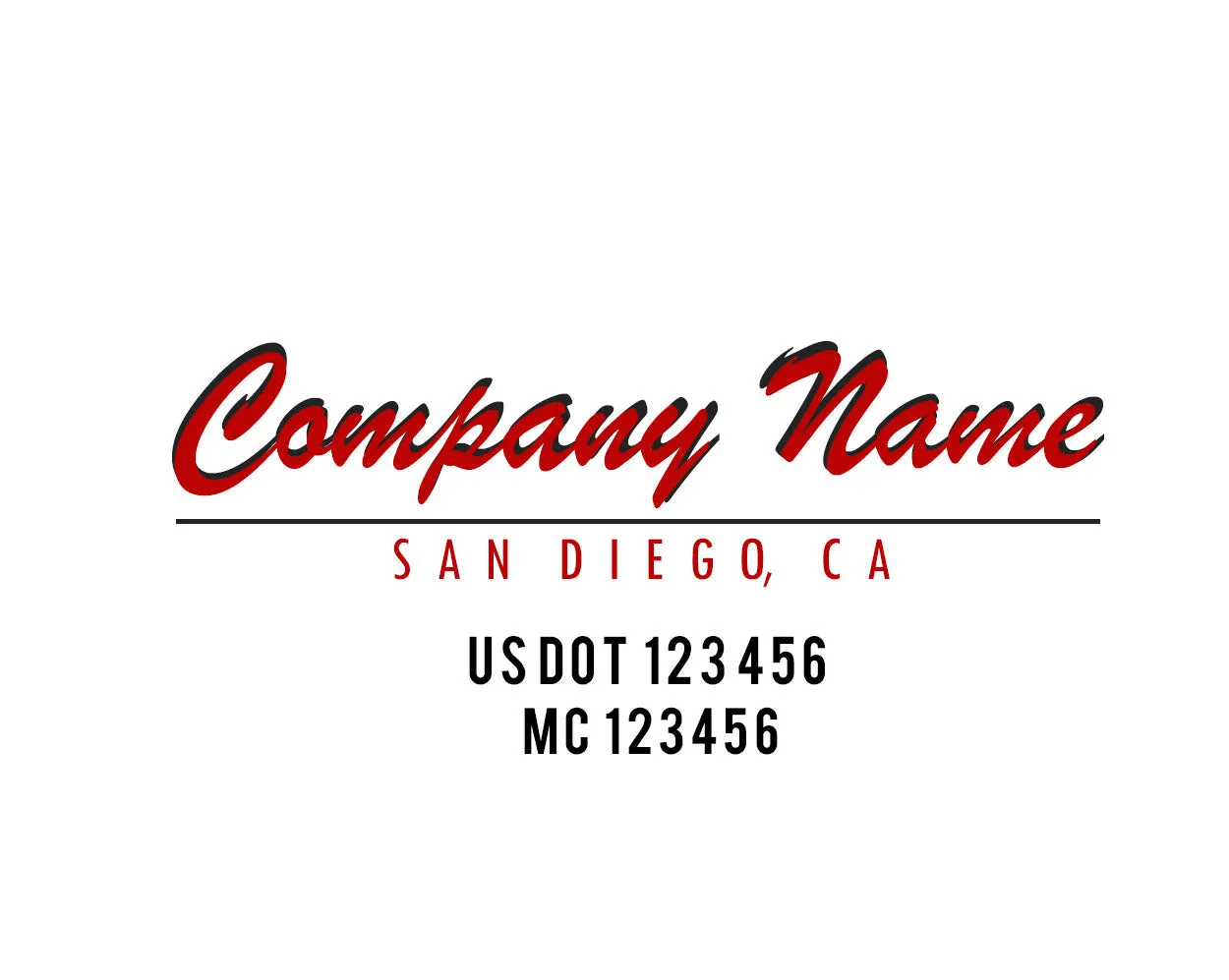 Old School Style Company Name Truck Decal USDOT, 2 Pack