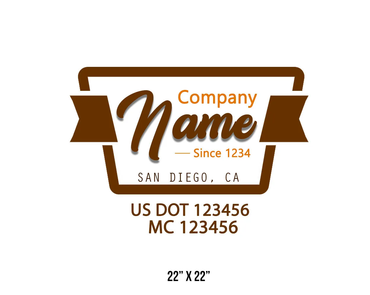 Old School Style Company Name Truck Decal USDOT, 2 Pack