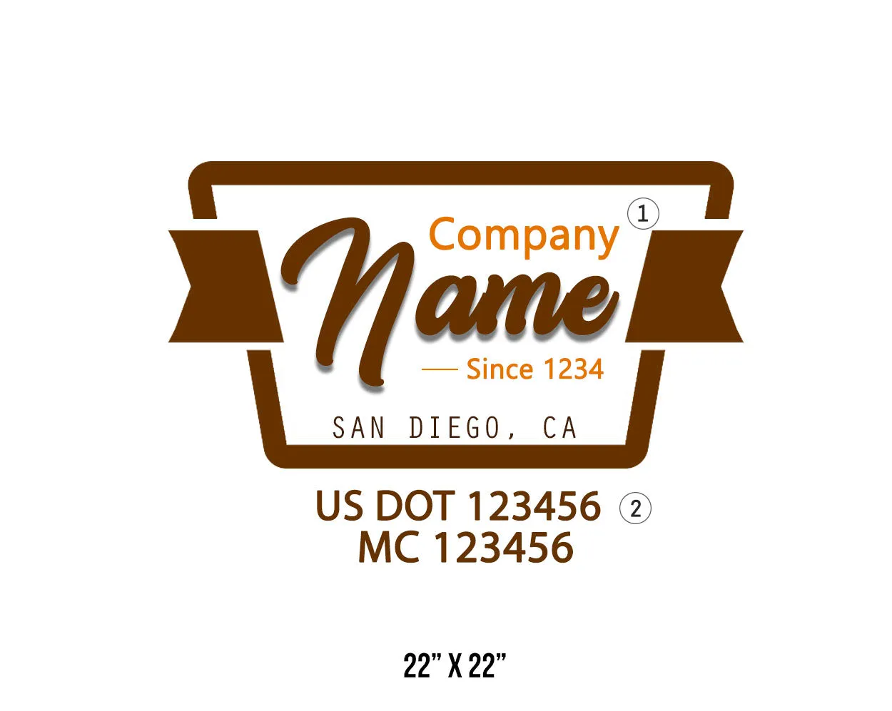 Old School Style Company Name Truck Decal USDOT, 2 Pack