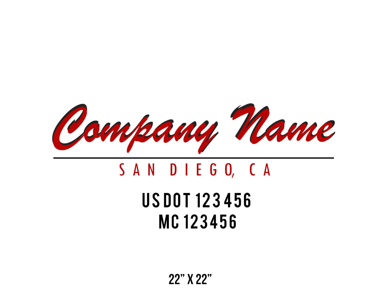 Old School Style Company Name Truck Decal USDOT, 2 Pack