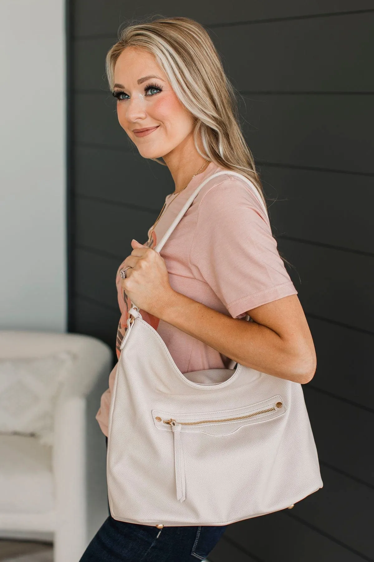 On The Move Again Shoulder Purse- Cream