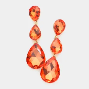 Orange Triple Teardrop Earrings | 582241