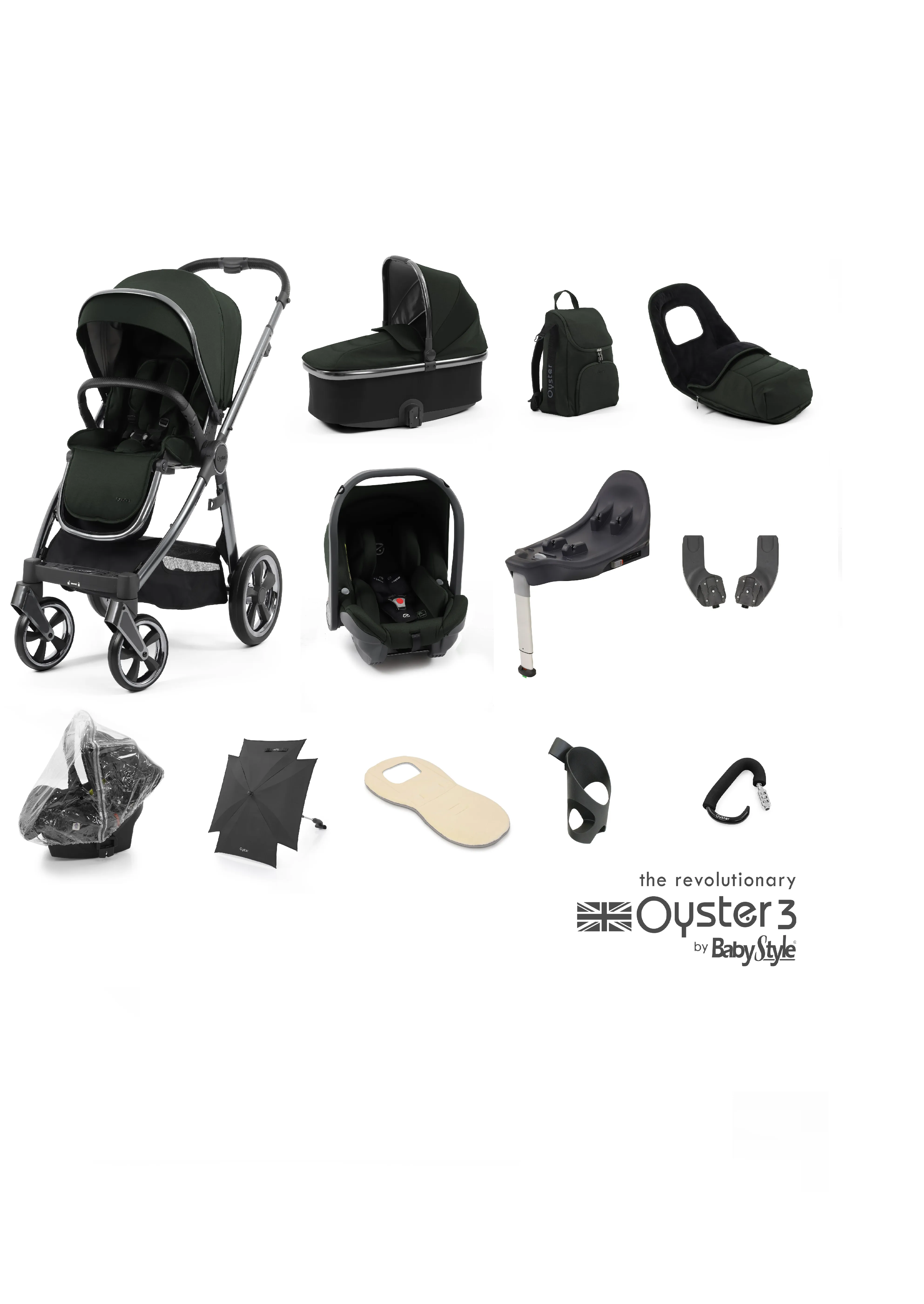 Oyster 3 Black Olive Travel System