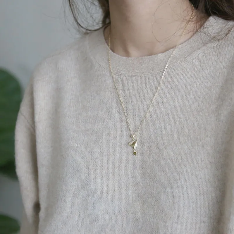 Paper Plane Necklace (Solid Silver)