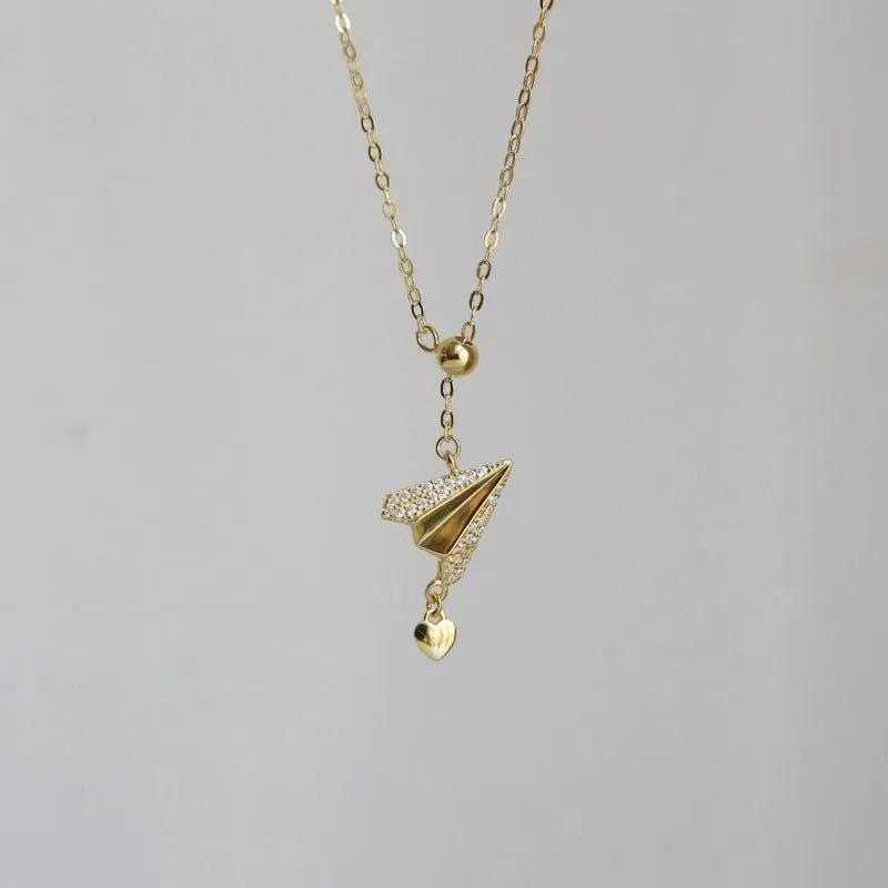 Paper Plane Necklace (Solid Silver)