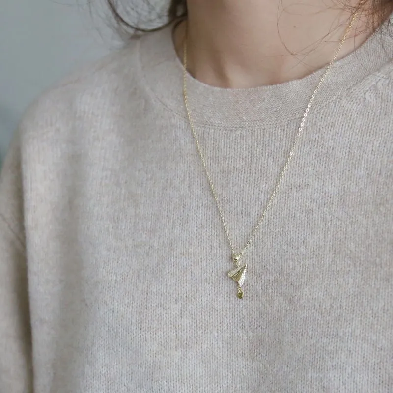 Paper Plane Necklace (Solid Silver)