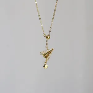 Paper Plane Necklace (Solid Silver)