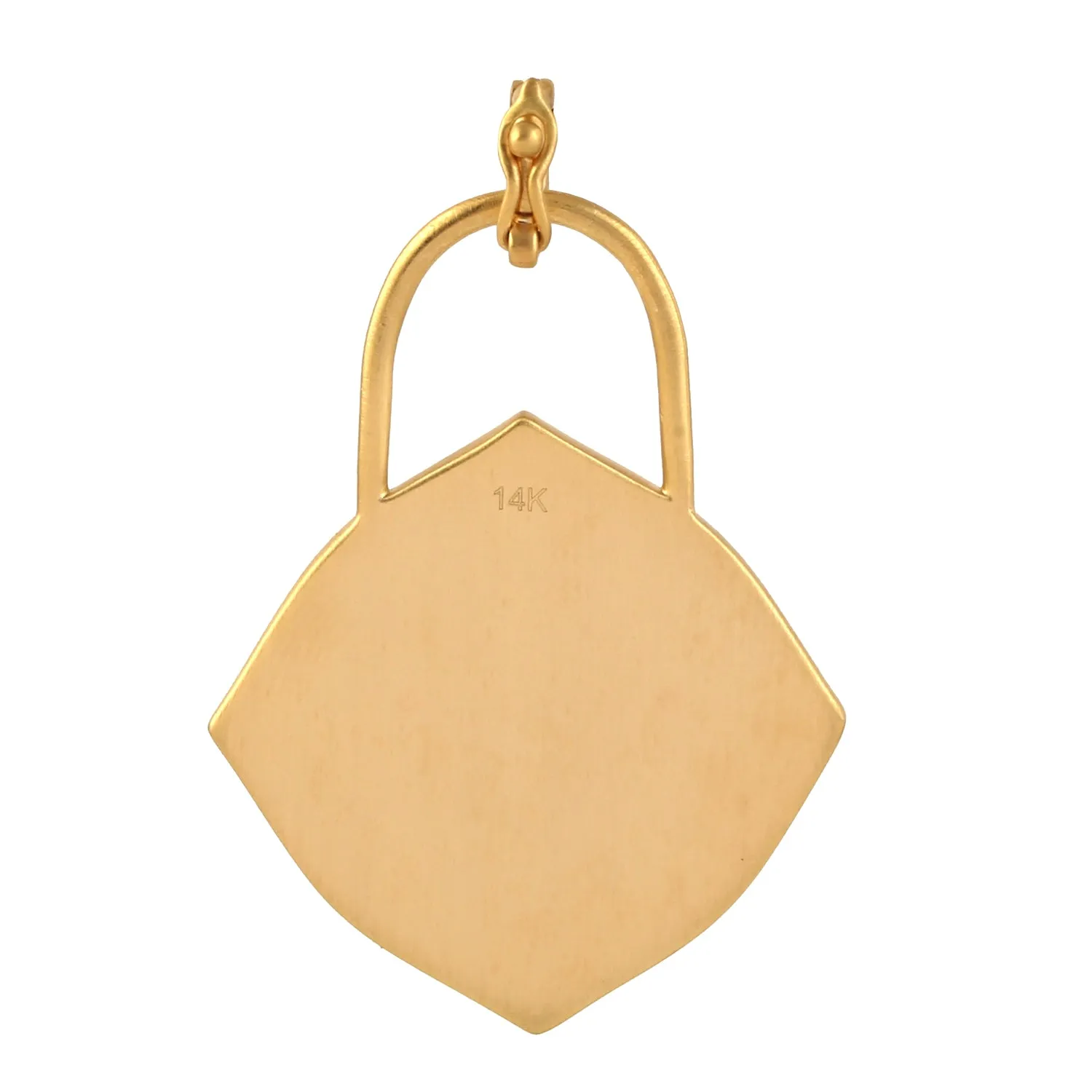 Pave Diamond & Sapphire Eye Lock Charm Pendant In 14k Yellow Gold