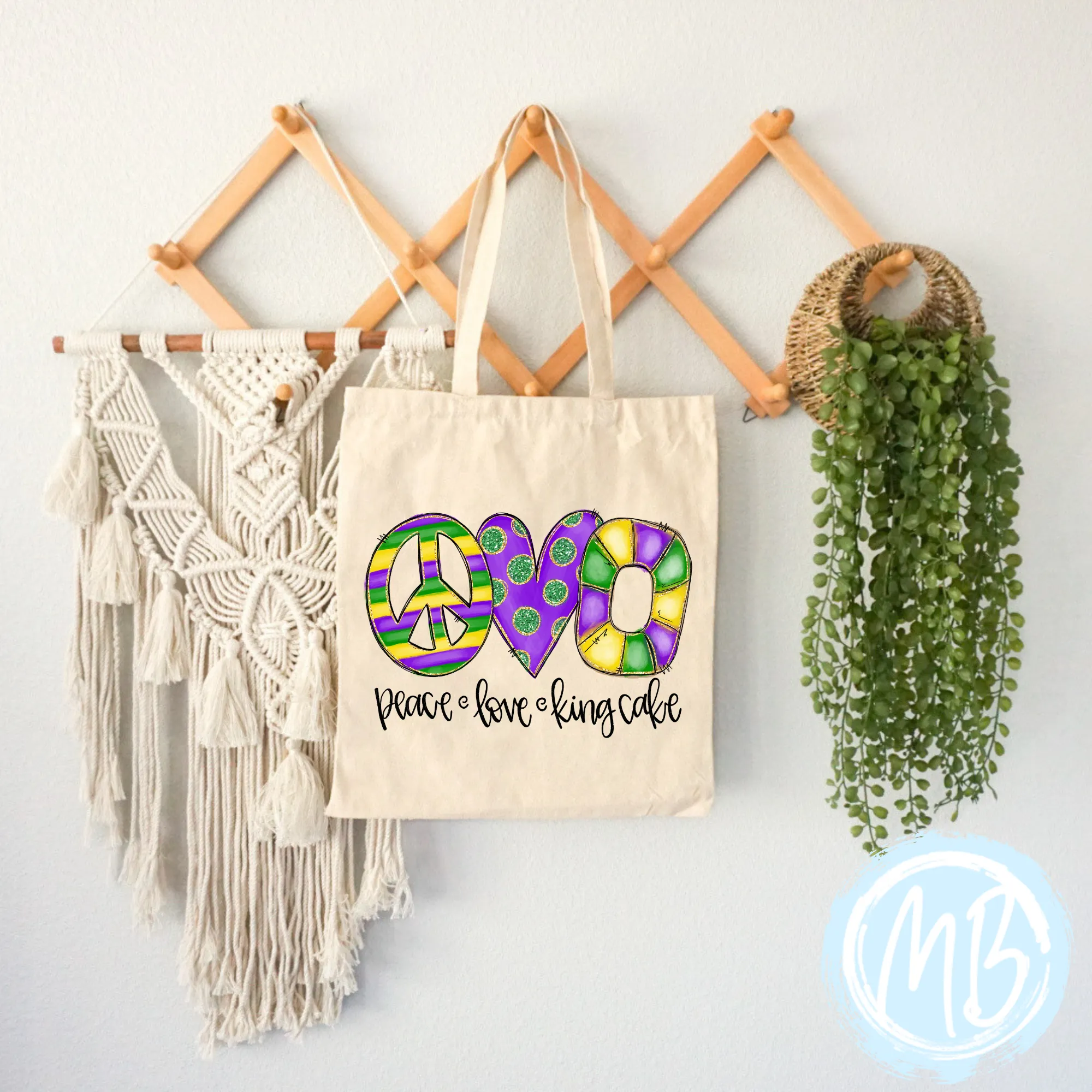 Peace Love and King Cake Tote