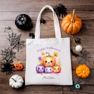 Personalised Halloween Tote Bag | Cute Pumpkin Design