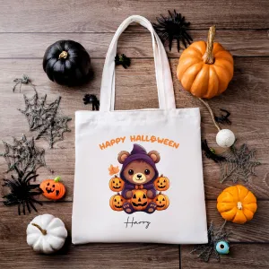Personalised Halloween Tote Bag | Cute Spooky Bear Design
