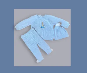 Peter Rabbit Baby Blue Knitted Pom Outfit
