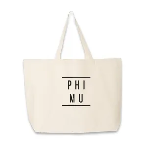 Phi Mu Sorority Printed on a Roomy Canvas Tote Bag