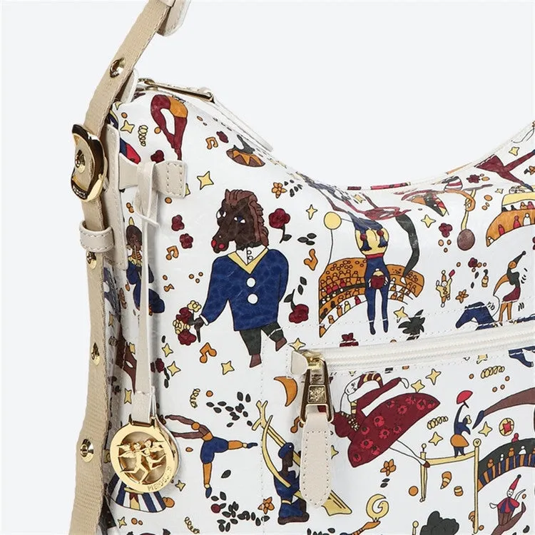 Piero Guidi Magic Circus - 12 x 9 x 5 in. Vintage White Hobo Bag