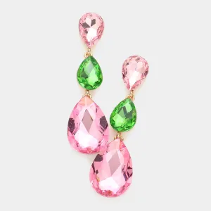 Pink & Green Triple Teardrop Earrings | 274966