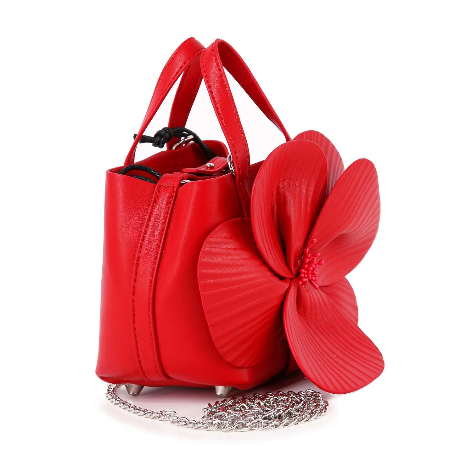 Pink Raised Flower Petite Hand Tote