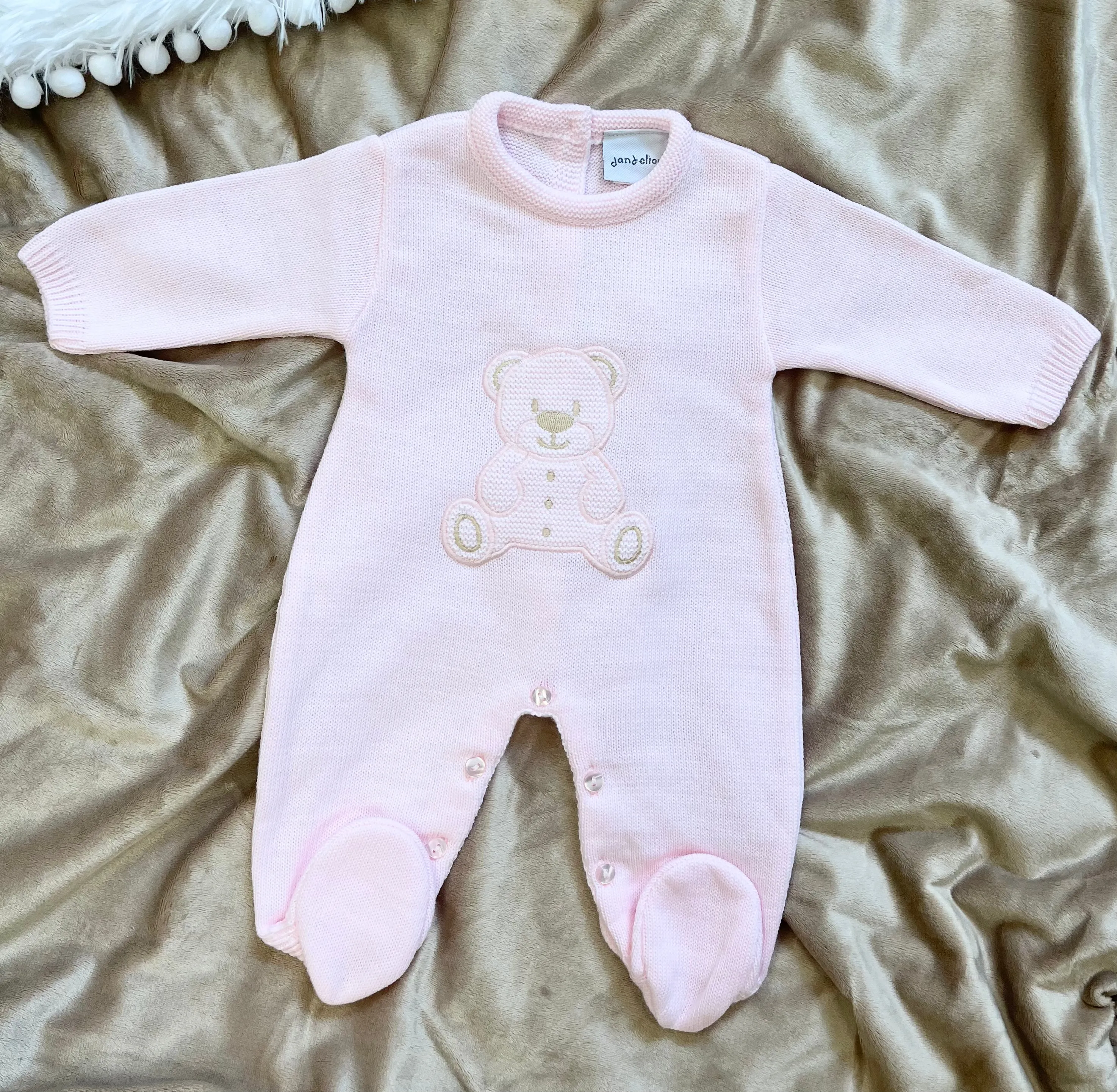 Pink Teddy Knitted Onesie