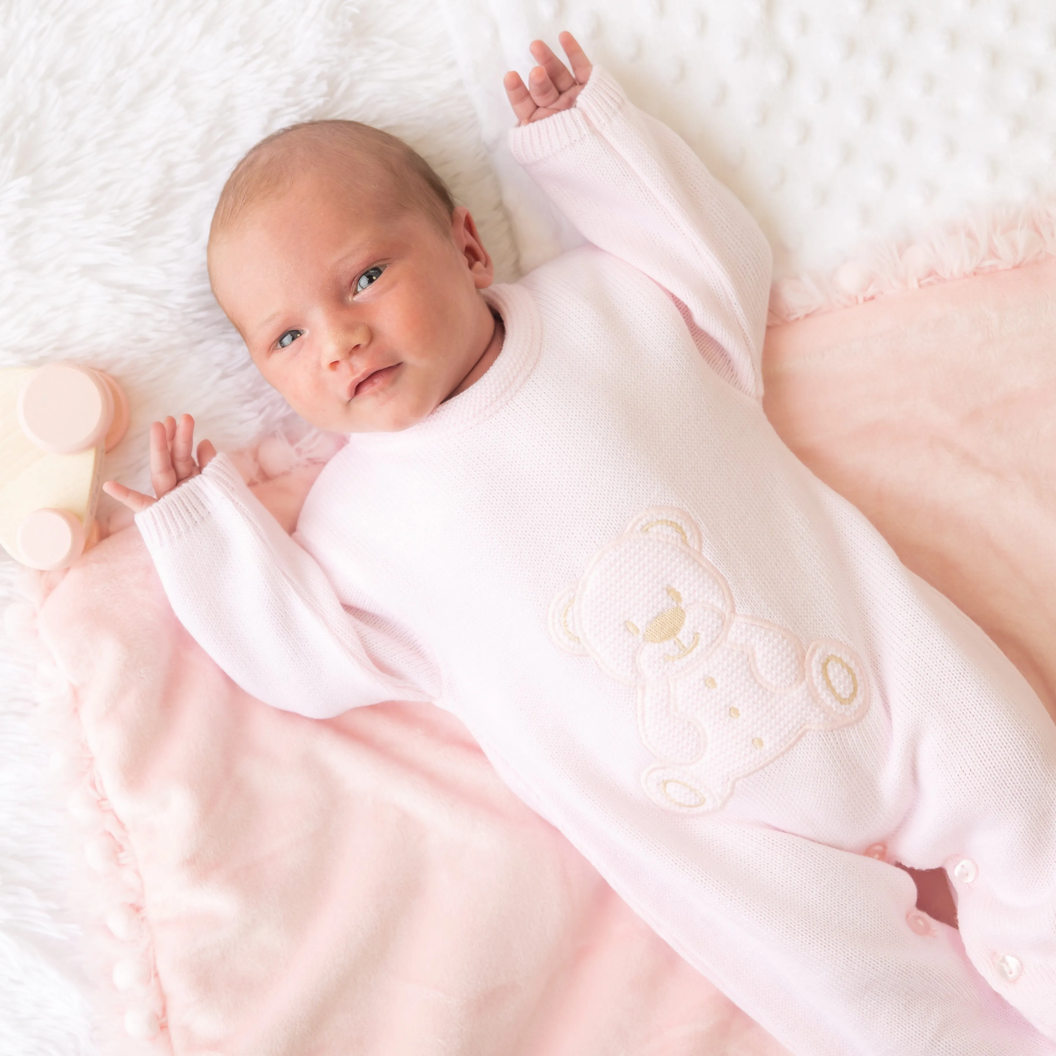 Pink Teddy Knitted Onesie