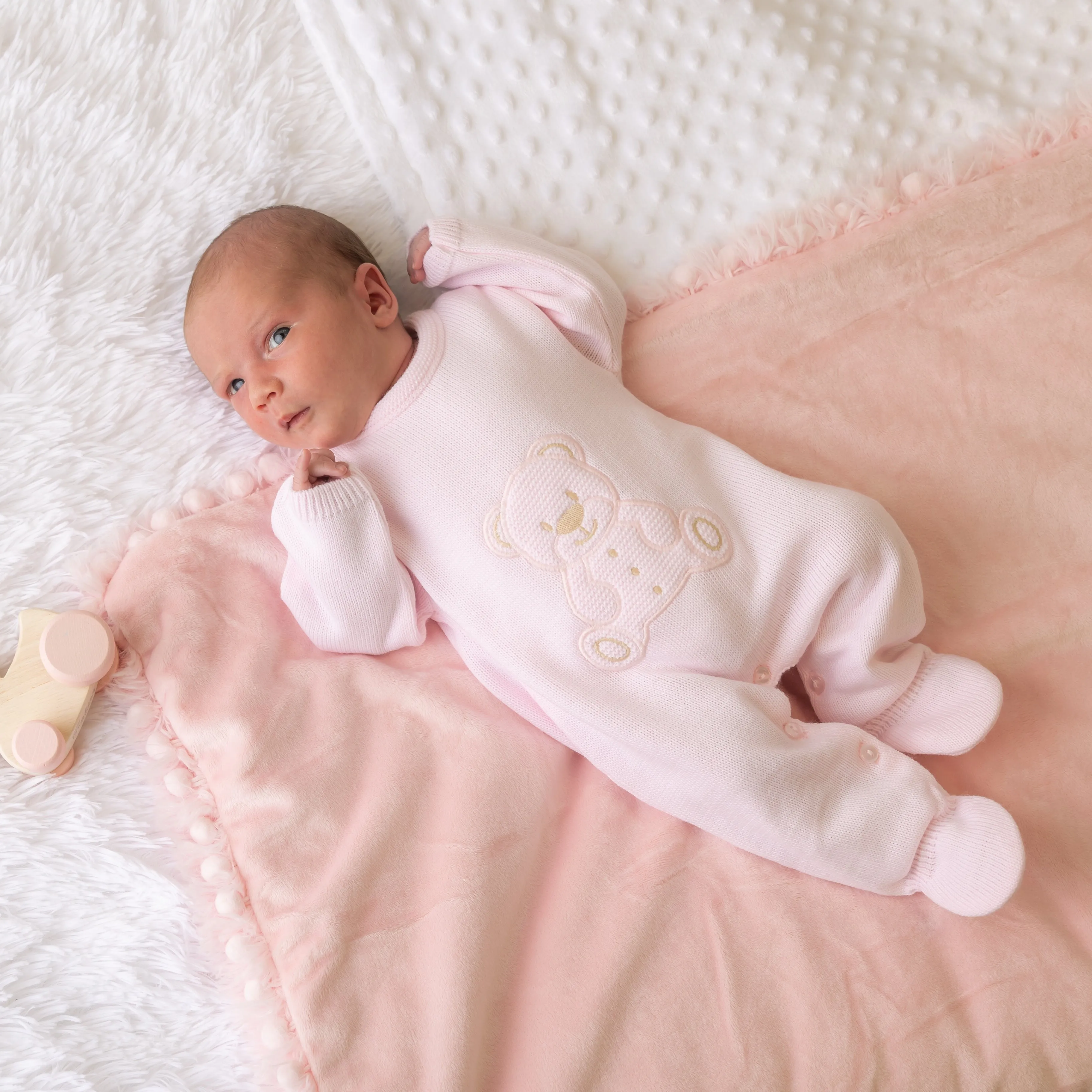 Pink Teddy Knitted Onesie