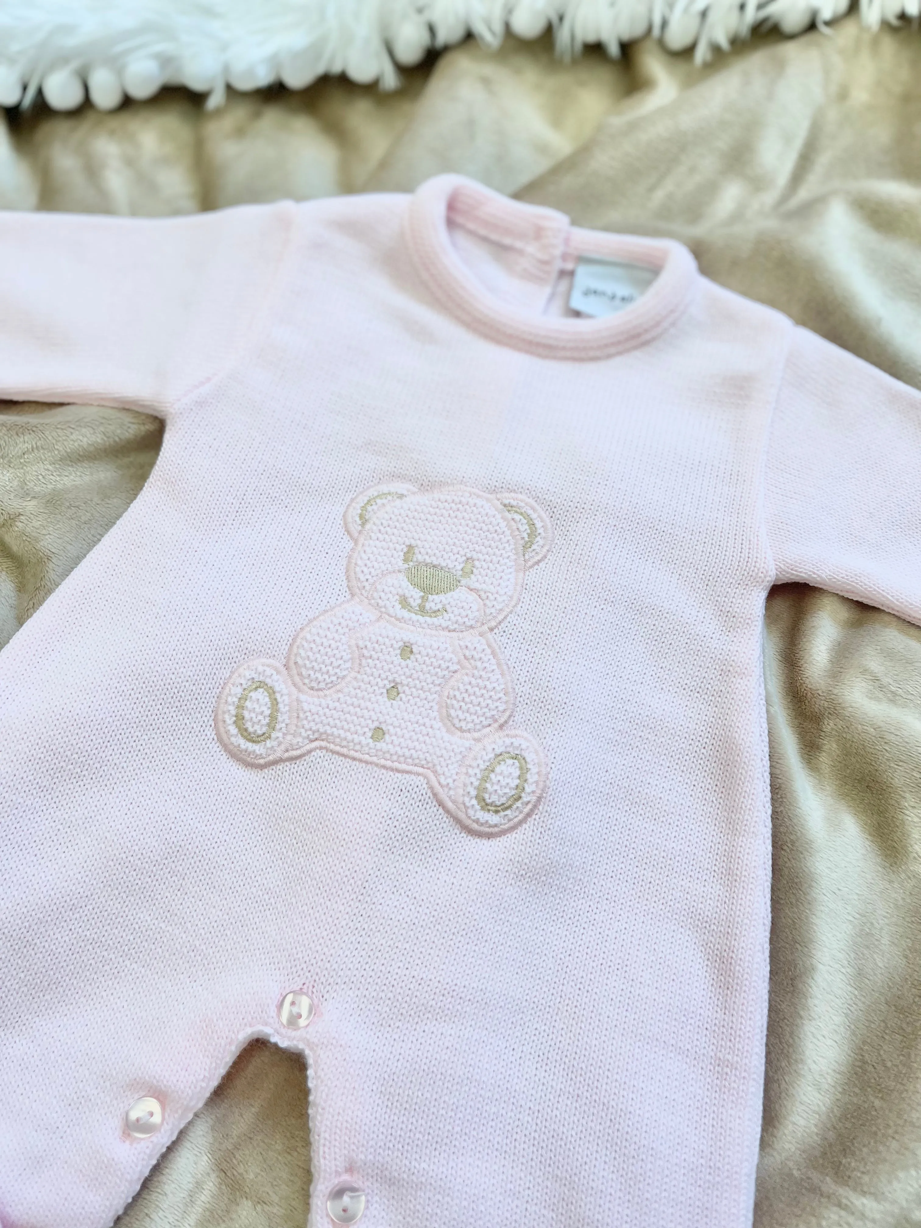 Pink Teddy Knitted Onesie