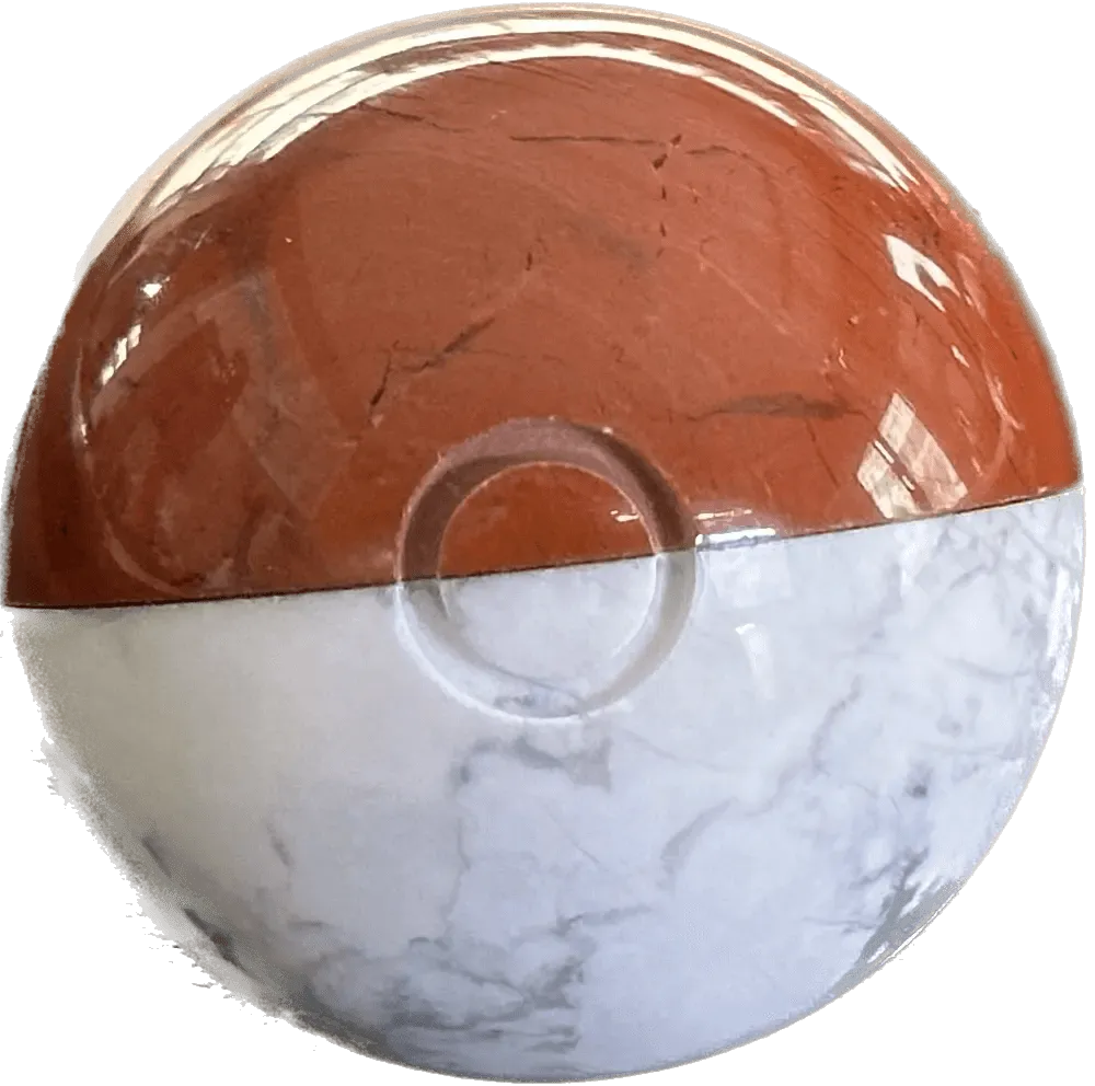 Poké Ball in Natural Stone Red DiaSpro and Howlite