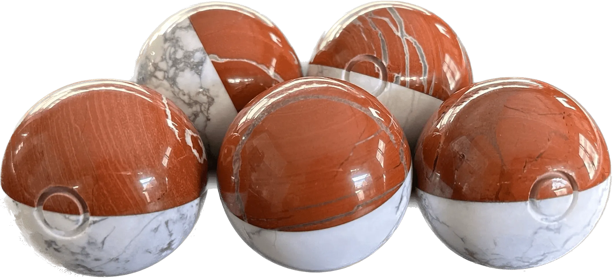Poké Ball in Natural Stone Red DiaSpro and Howlite