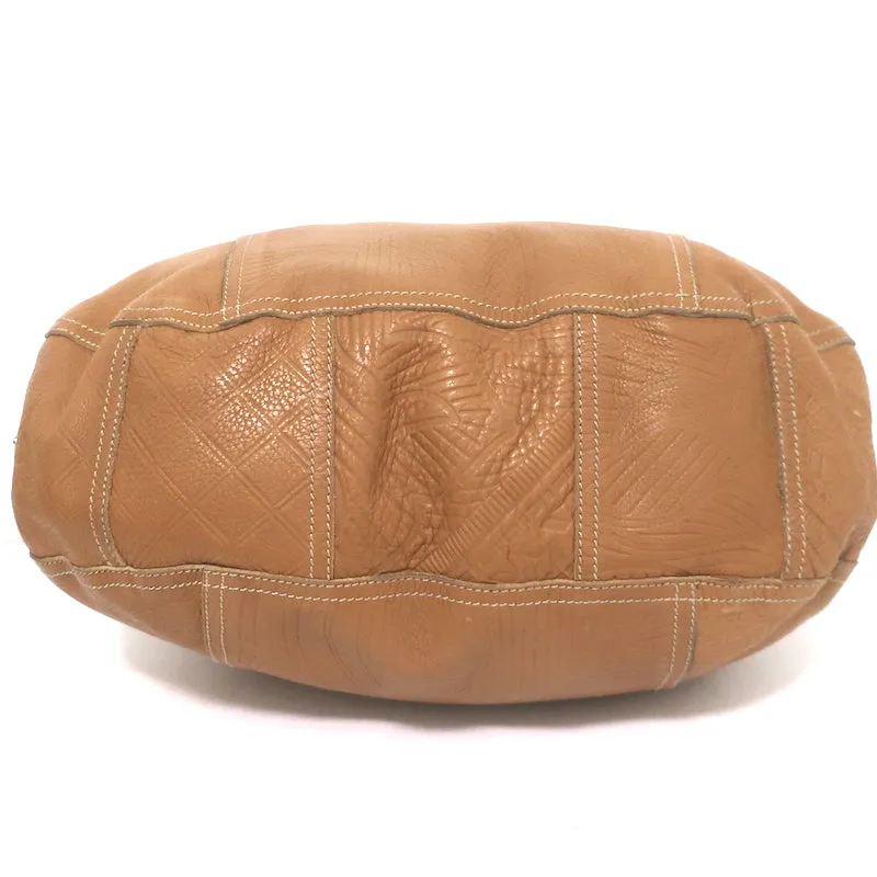 Prada Embossed Leather Hobo Tan Large Snap-Top Shoulder Bag