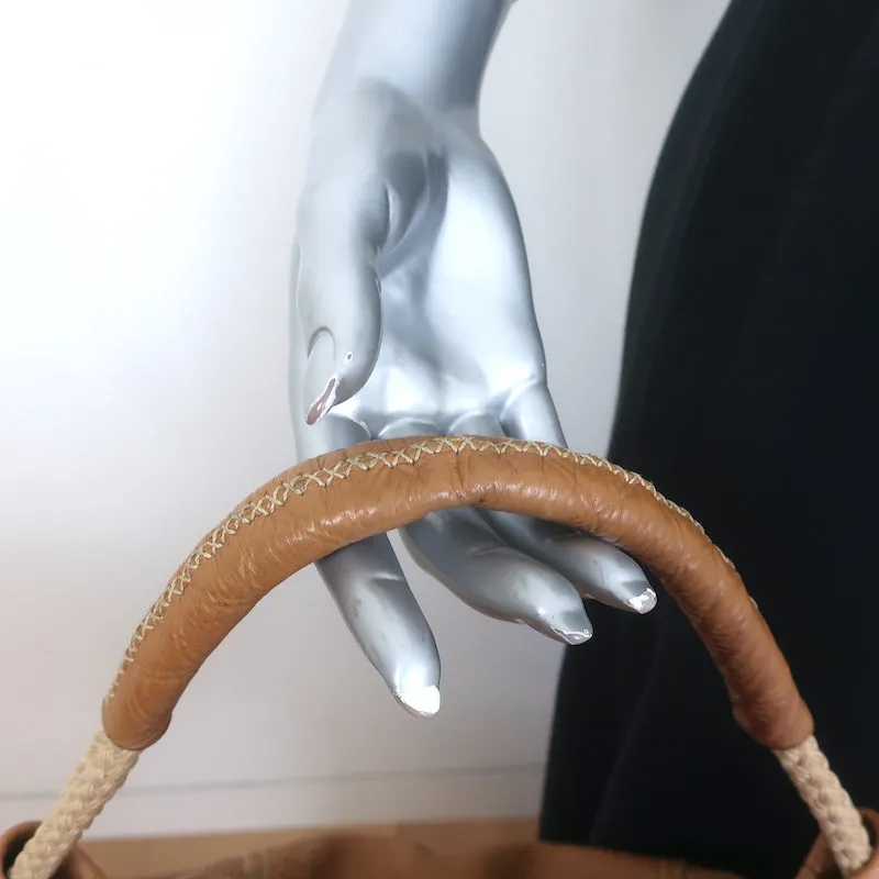 Prada Embossed Leather Hobo Tan Large Snap-Top Shoulder Bag