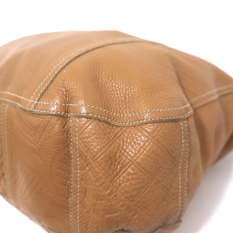 Prada Embossed Leather Hobo Tan Large Snap-Top Shoulder Bag