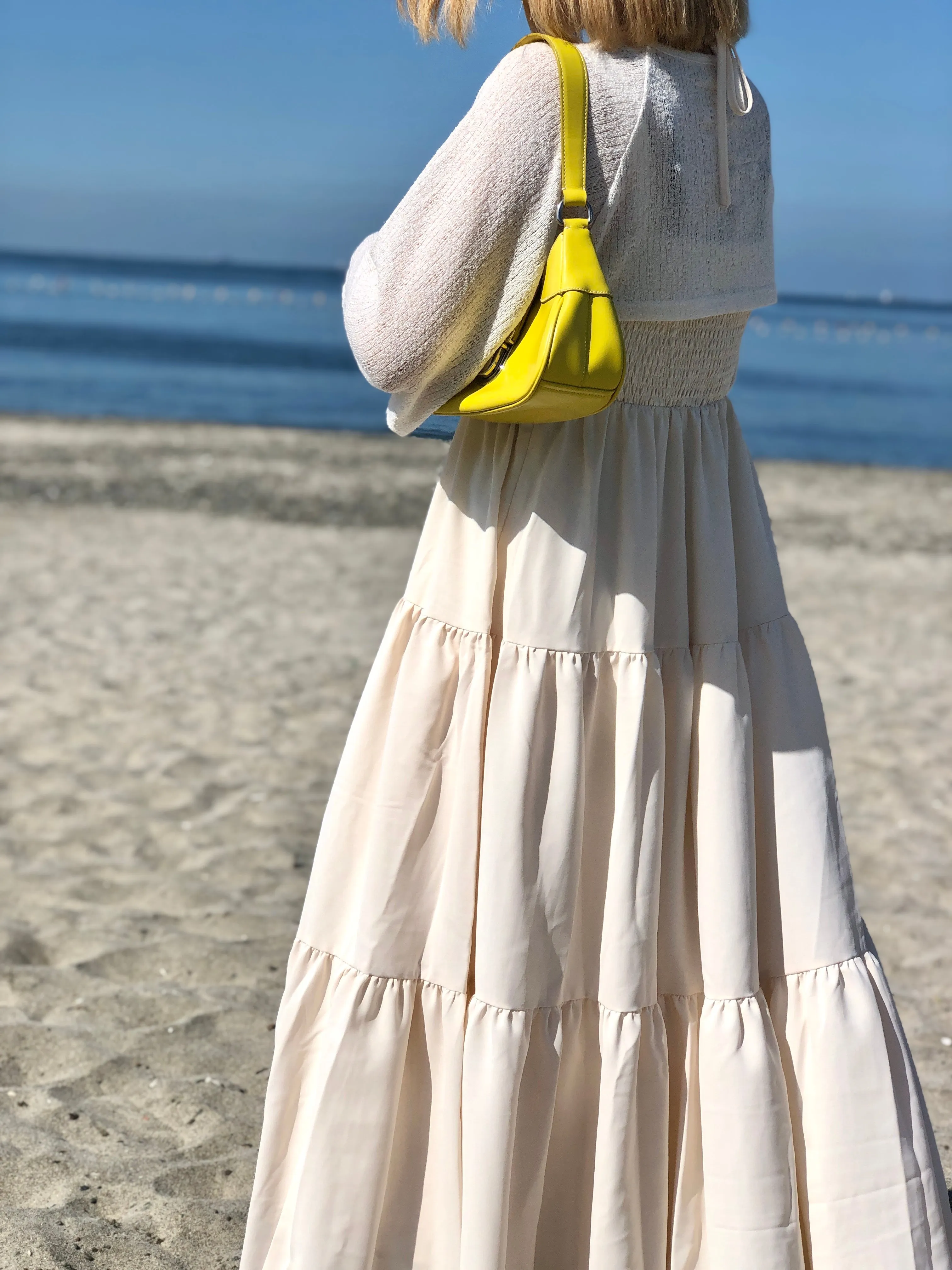 PRADA Logo Metal Clasp Push Lock Shoulder bag Hobo bag Yellow Vintage 3rzmgz
