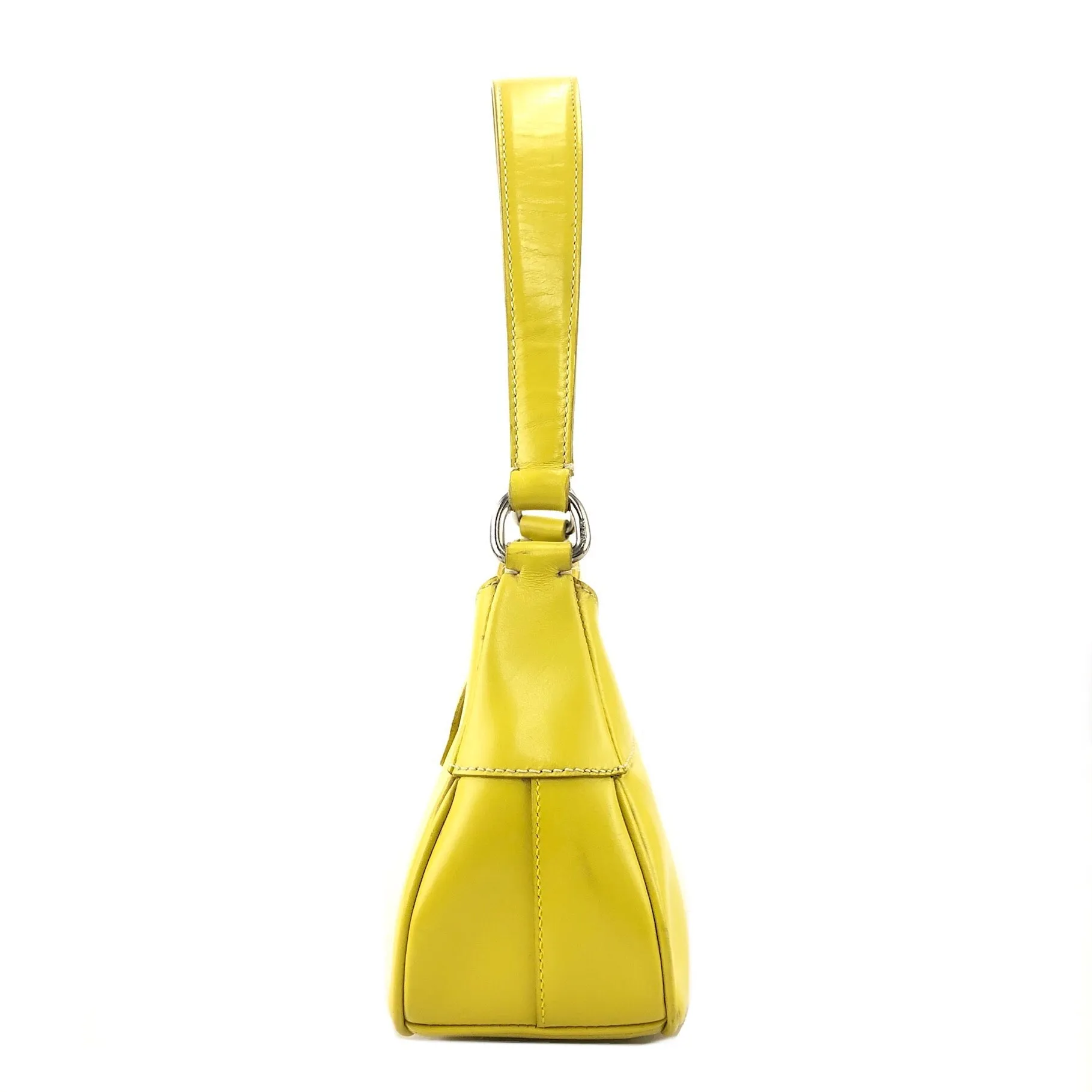 PRADA Logo Metal Clasp Push Lock Shoulder bag Hobo bag Yellow Vintage 3rzmgz