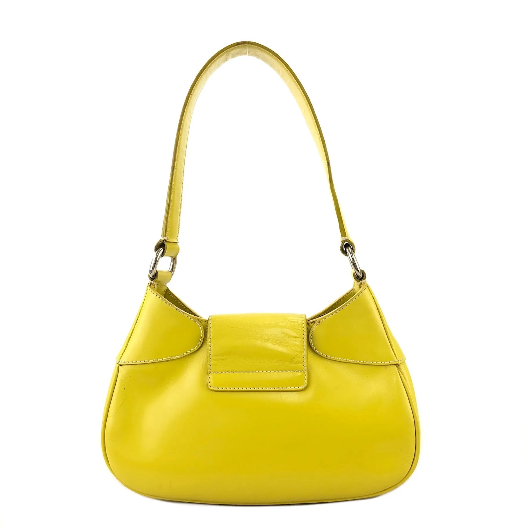 PRADA Logo Metal Clasp Push Lock Shoulder bag Hobo bag Yellow Vintage 3rzmgz