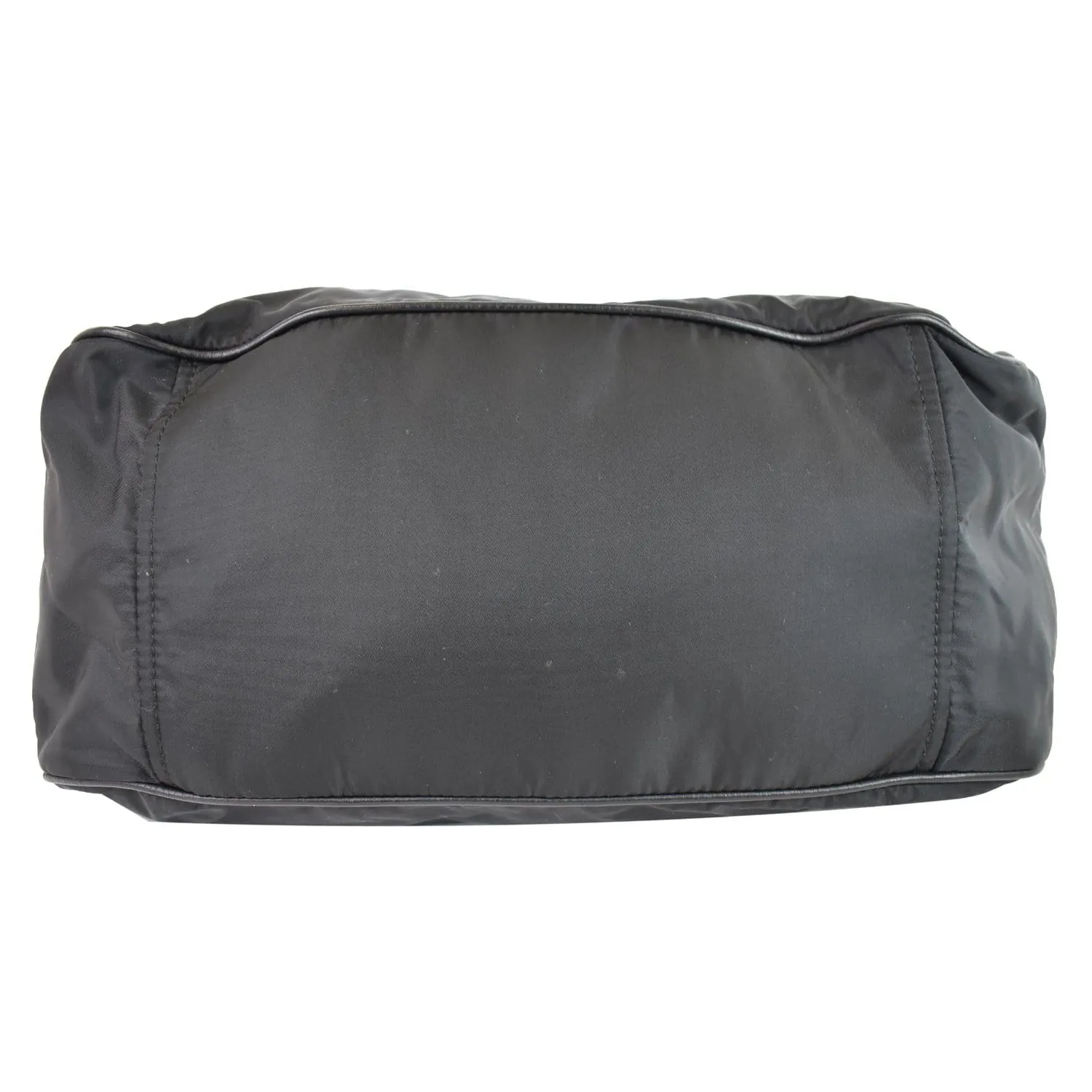 PRADA  Nylon Leather Strap Hobo Bag Black
