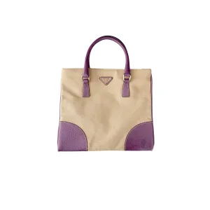 Prada Taupe Logo Mini Tote