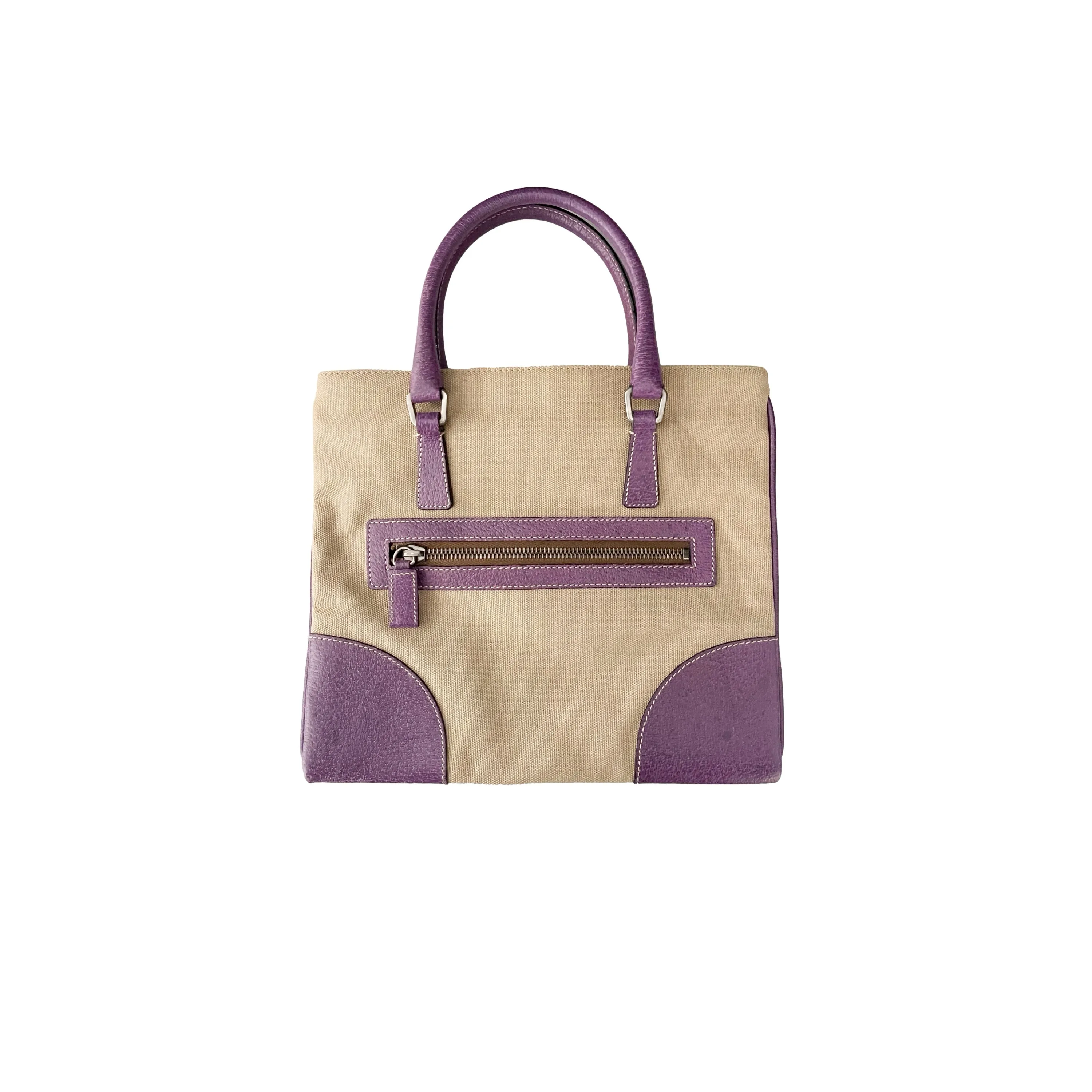 Prada Taupe Logo Mini Tote