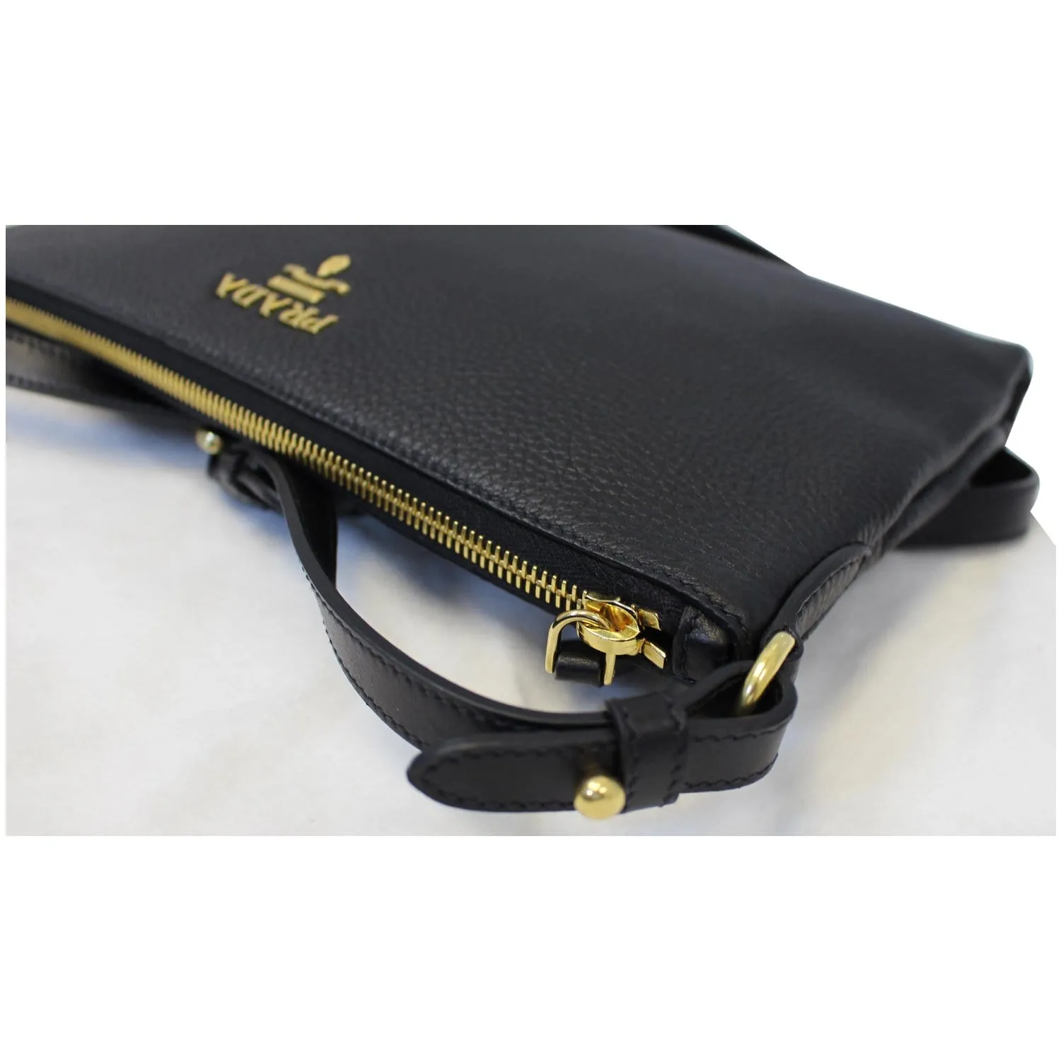 PRADA Vitello Daino Leather Crossbody Bag 1BH050 Black