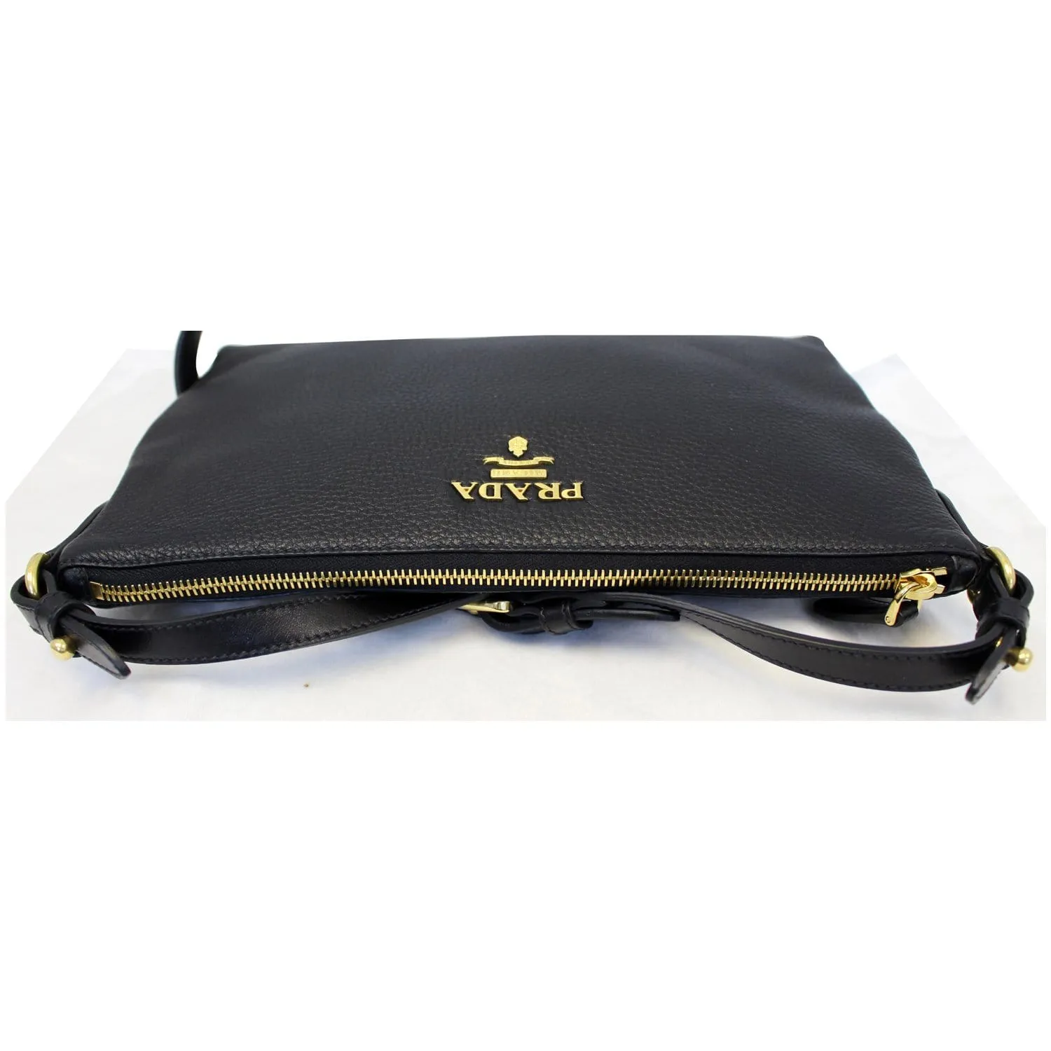 PRADA Vitello Daino Leather Crossbody Bag 1BH050 Black
