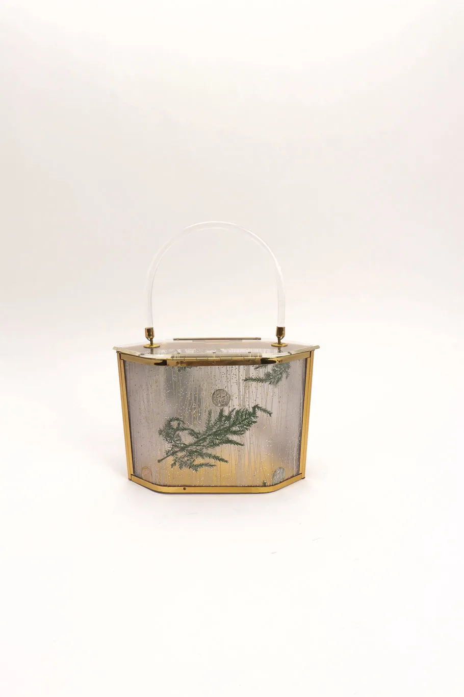 Pressed Foliage Lucite Box Bag