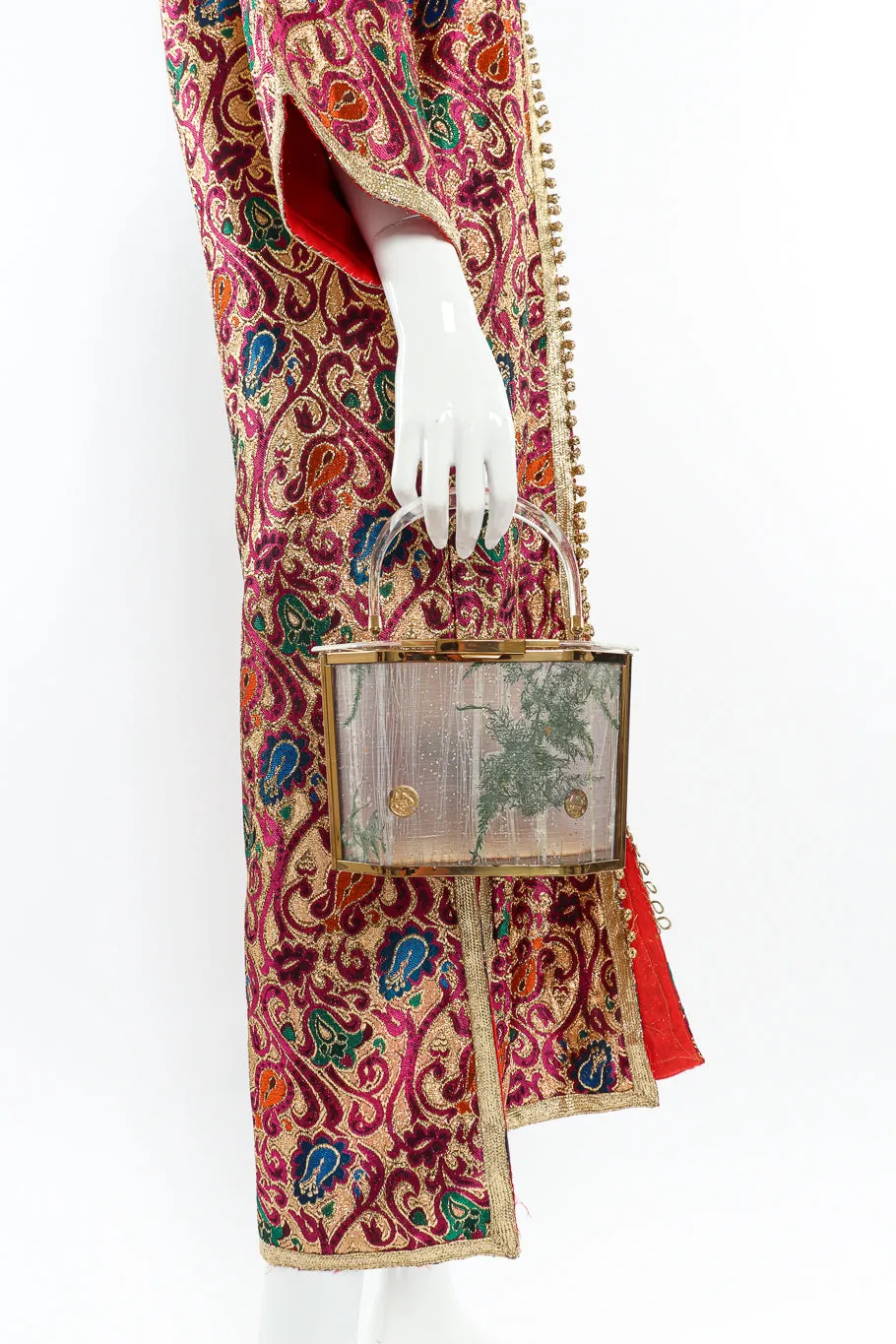 Pressed Foliage Lucite Box Bag